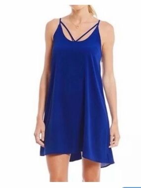 Royal Blue Strappy Front Tent Dress Flowy Beach Boho Casual 0XL